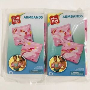Lot Of 2 Play Day Inflatable Unicorn Printed Armbands in Pink Ages 3-6